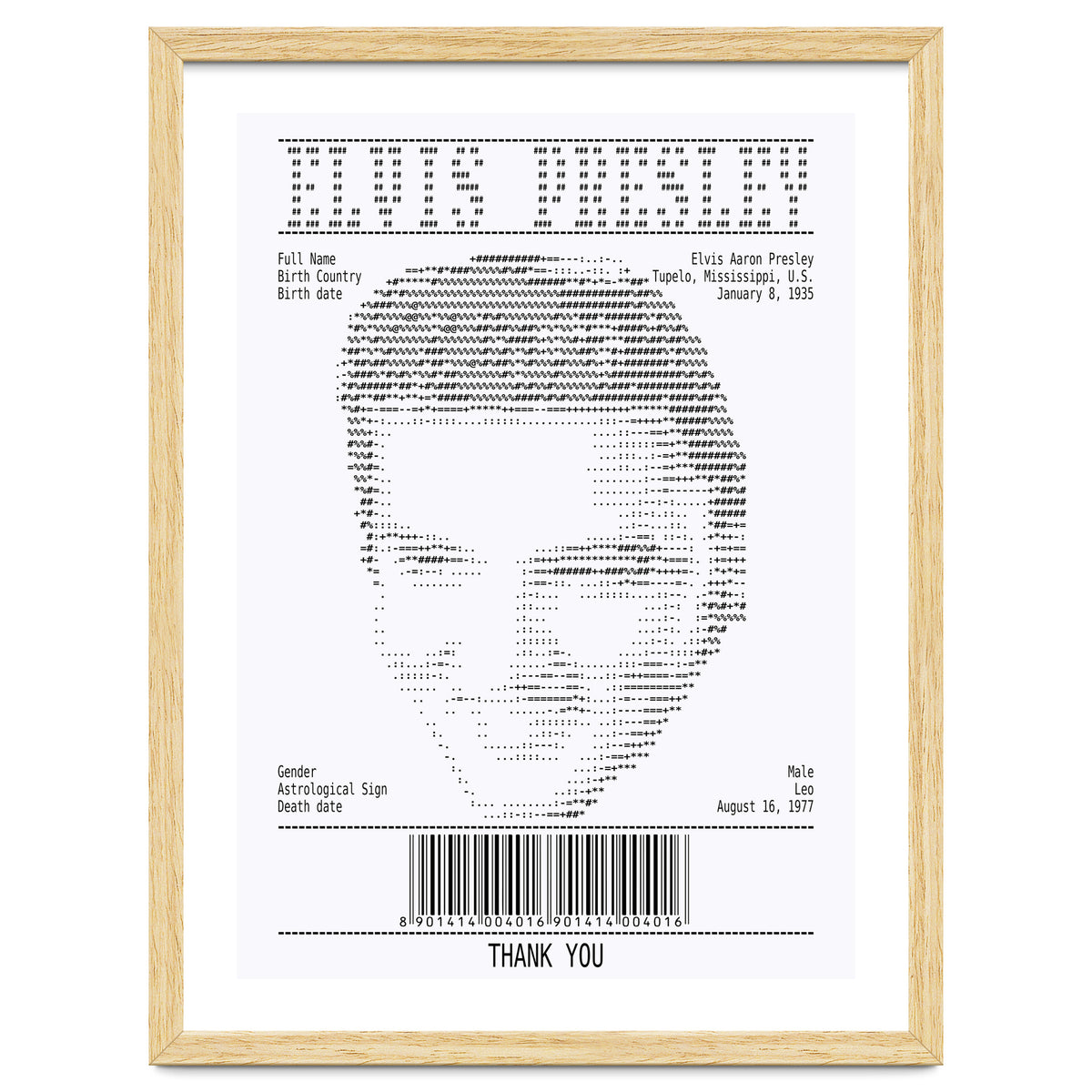 Receipt Art Elvis Presley