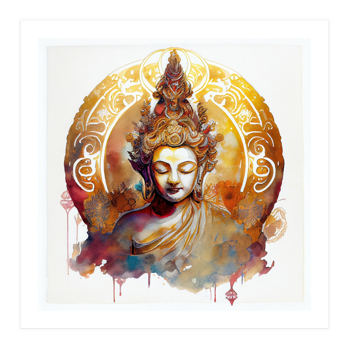 Golden Halo Buddha Portrait (Print Only)