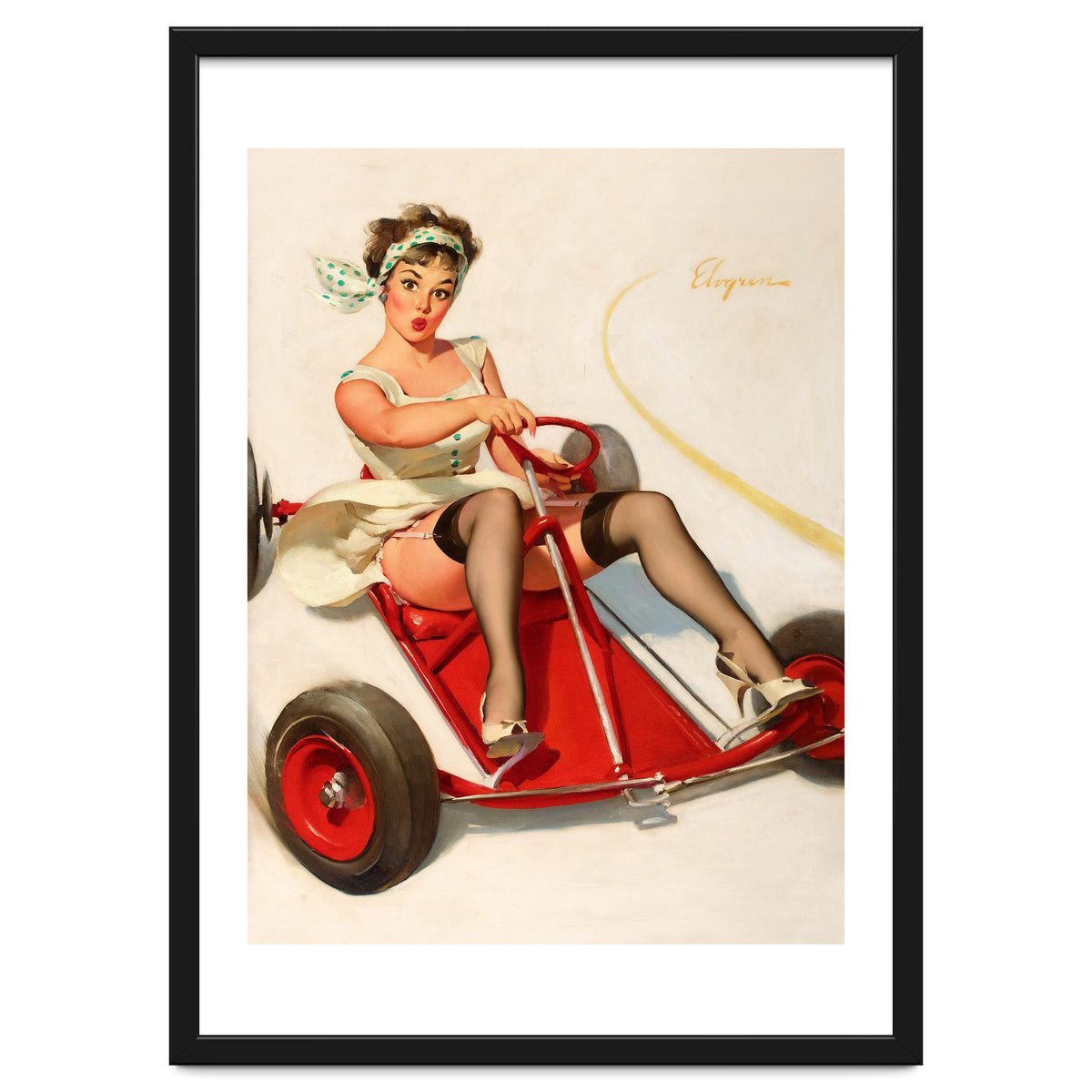 Pinup Sexy Girl On A Go Cart Car