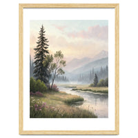 Dreamy Alpine Valley Landscape Painting