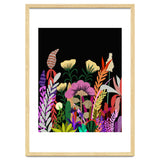 Dark Garden, Eclectic Bold Floral Botanical Nature, Colorful Mystery Bohemian Flowers Plants thumbnail