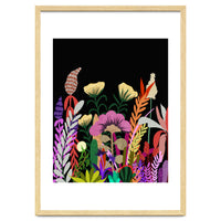 Dark Garden, Eclectic Bold Floral Botanical Nature, Colorful Mystery Bohemian Flowers Plants