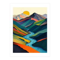Minimalist Mountain River Landscape (Print Only)