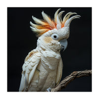 White Cockatoo Parrot Bird Perched On Branch (Print Only)