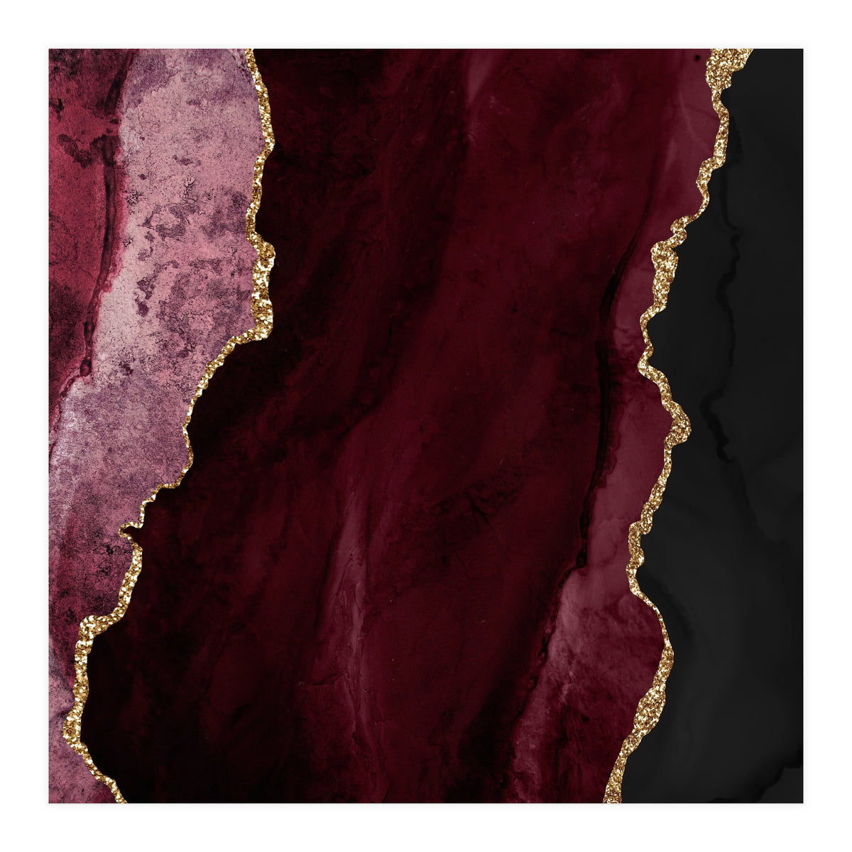 Burgundy & Gold Agate Texture 01 (Print Only)
