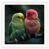 Two Lovebirds Sitting Together On A Branch thumbnail