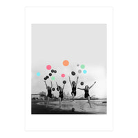 Vintage Women Black & White Photography Balloons Freedom Feminism Women's Rights Individuality (Print Only)