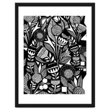 African Tribal, Black & White Abstract Drawing Sketch Line Art, Rustic Botanical Illustration, Bohemian Eclectic Scandinavian Vintage Bold thumbnail