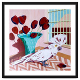 White cockatoo and black tulips thumbnail