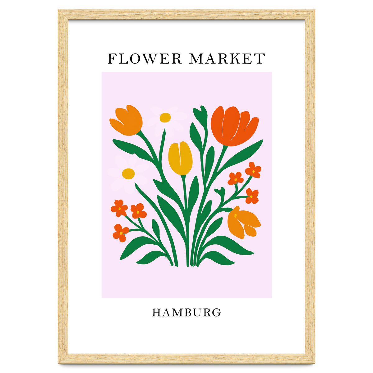 Hamburg Flower Market - Vibrant Modern Folk Art Print