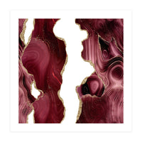 Burgundy & Gold Glitter Agate Texture 05  (Print Only)