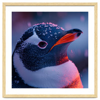 Close Up Penguin With Snowflakes On Head