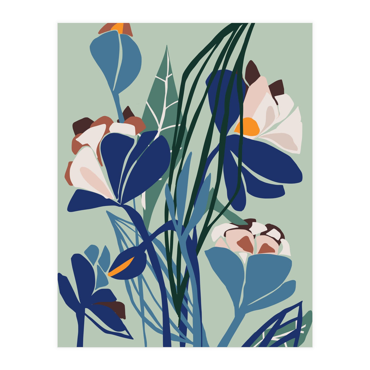 Florals At Night – Modern Illustration Light (Print Only)