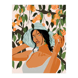 The Orange Grove, Bohemian Woman Summer Travel, Fashion Botanical Nature Garden, Plants Fruits Juicy (Print Only) thumbnail