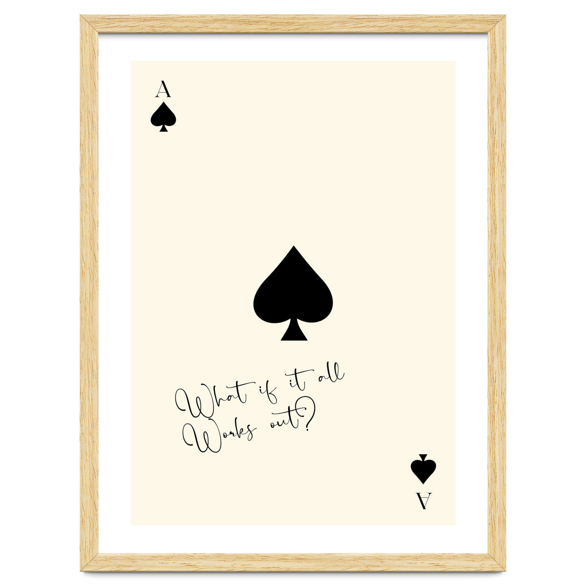 Ace of Spades Motivational Card Print, What If It All Works Out Poster