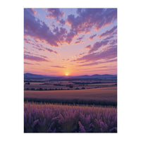 Serene Lavender Fields at Golden Hour Sunset (Print Only)