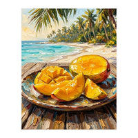 Tropical Mango Beach Oil Painting  (Print Only)