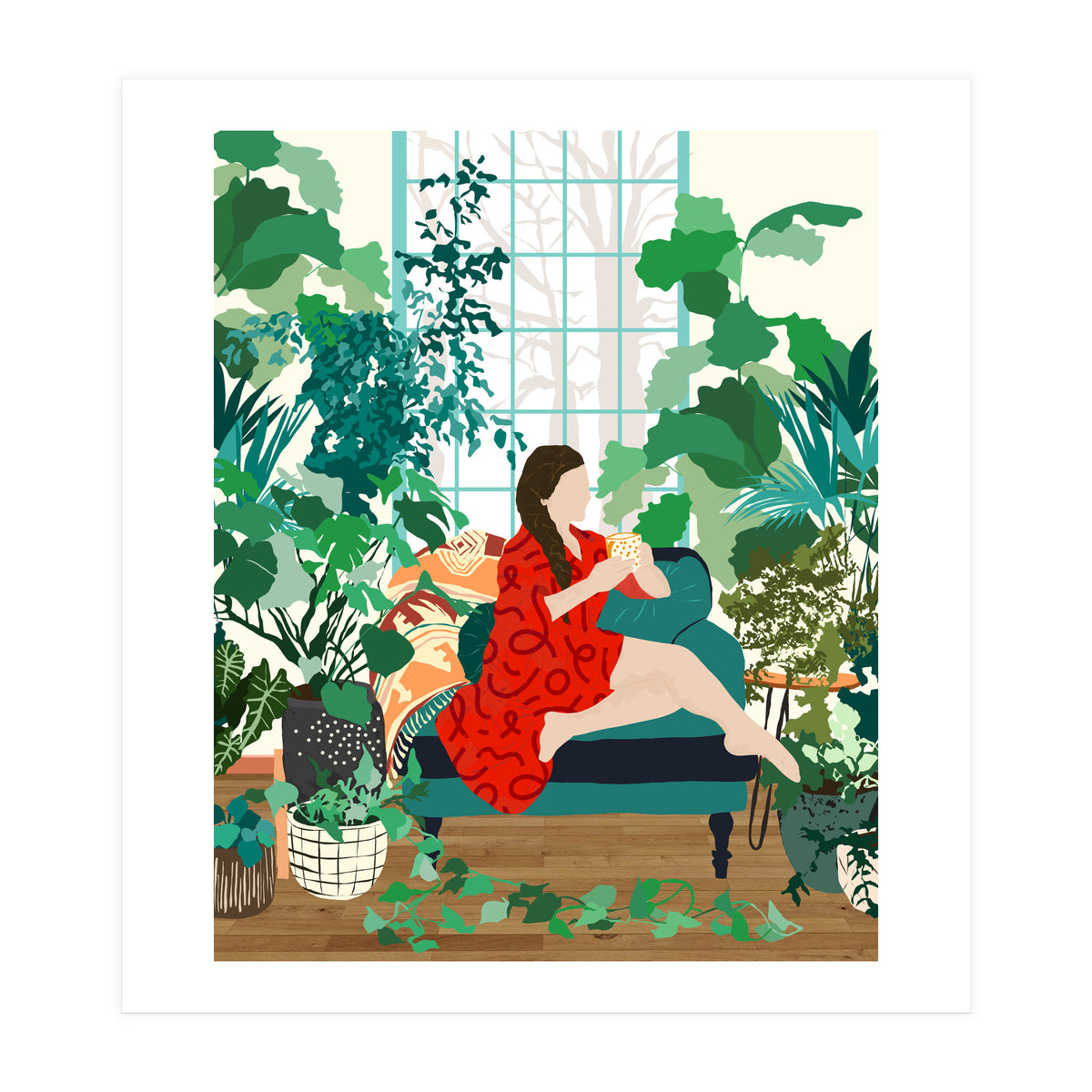 Introspection, Urban Jungle Bohemian Decor Plants, Self Care Plant Lady, Self Love Retrospection Analyse Positivity Mindset Fashion (Print Only)