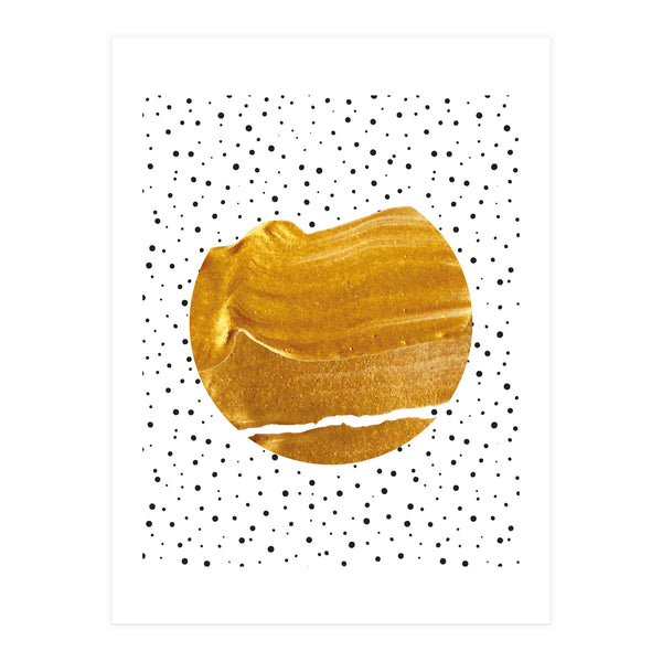 Stay Gold | Abstract Geometric Painting | Polka Dots Quirky Eclectic | Modern Boho Luxe (Print Only)