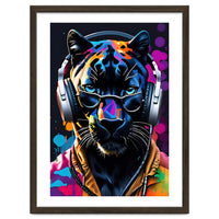 Panther In Headphones And Glasses