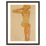 Seated female nude with raised right arm,1910 Gouache,. thumbnail