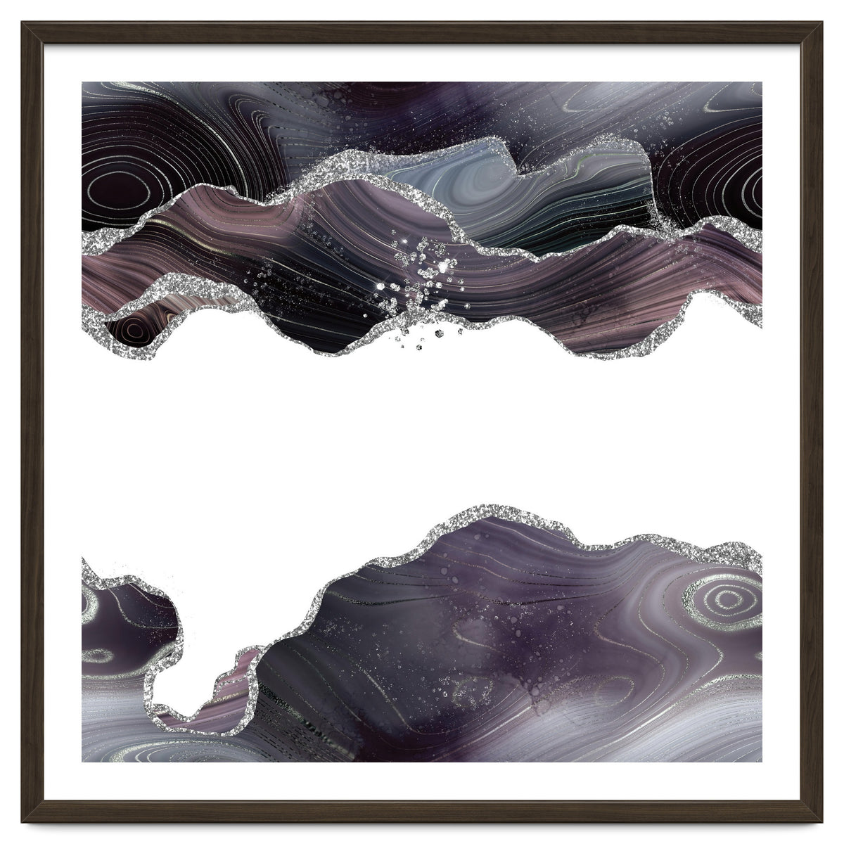 Black & Silver Glitter Agate Texture 07