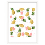 Pineapples & Pine Cones, Eclectic Tropical Nature Illustration, Quirky Fun Fruit Food Graphic Design thumbnail