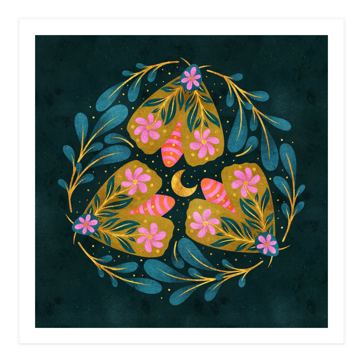 Floral Moths and Moon (Print Only)