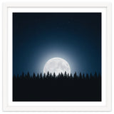 Midnight Serenity: Full Moon Over Forest Silhouettes thumbnail