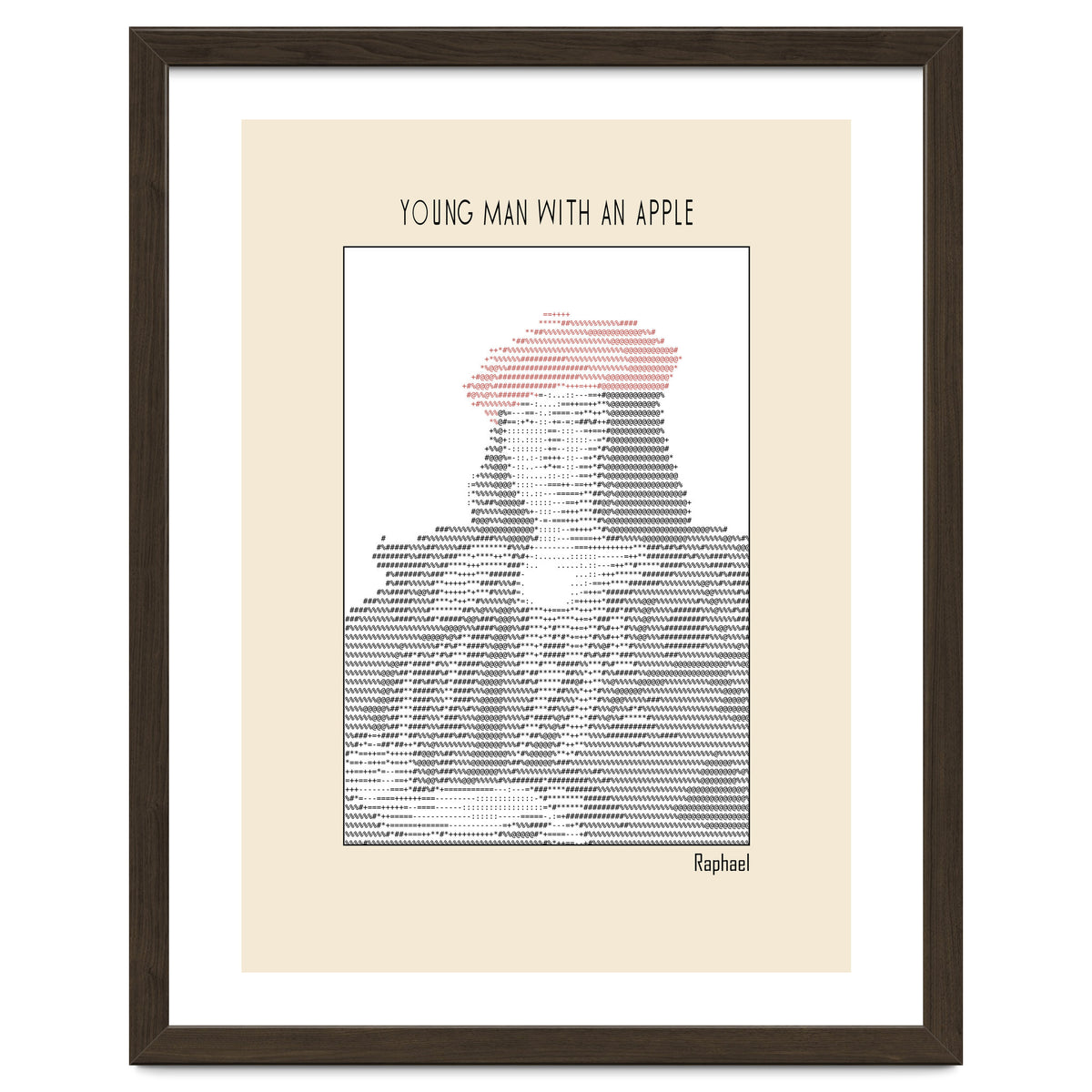 Young Man with an Apple (1505) – Raphael (ascii art)