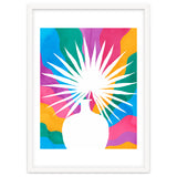 Fan Palm, Tropical Nature Botanical Colorful Watercolor, Abstract Jungle Rainbow Boho, Eclectic Plants Contemporary Modern thumbnail