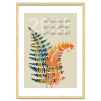 Calendar 2025 colorful fern leaves