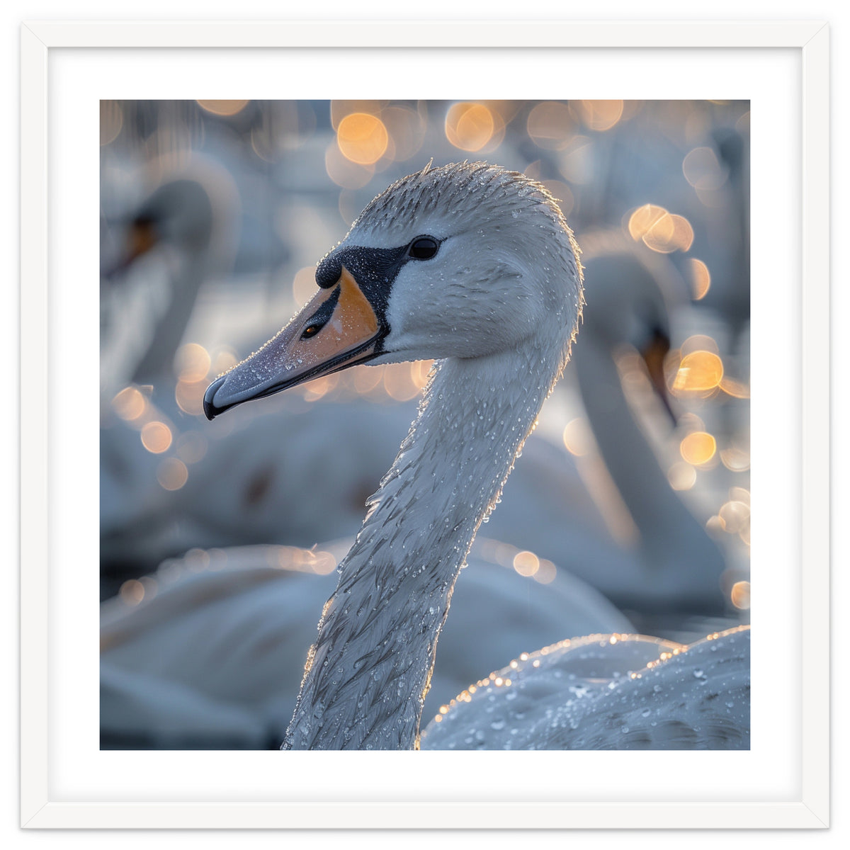 Majestic Swan Close Up With Water Droplets