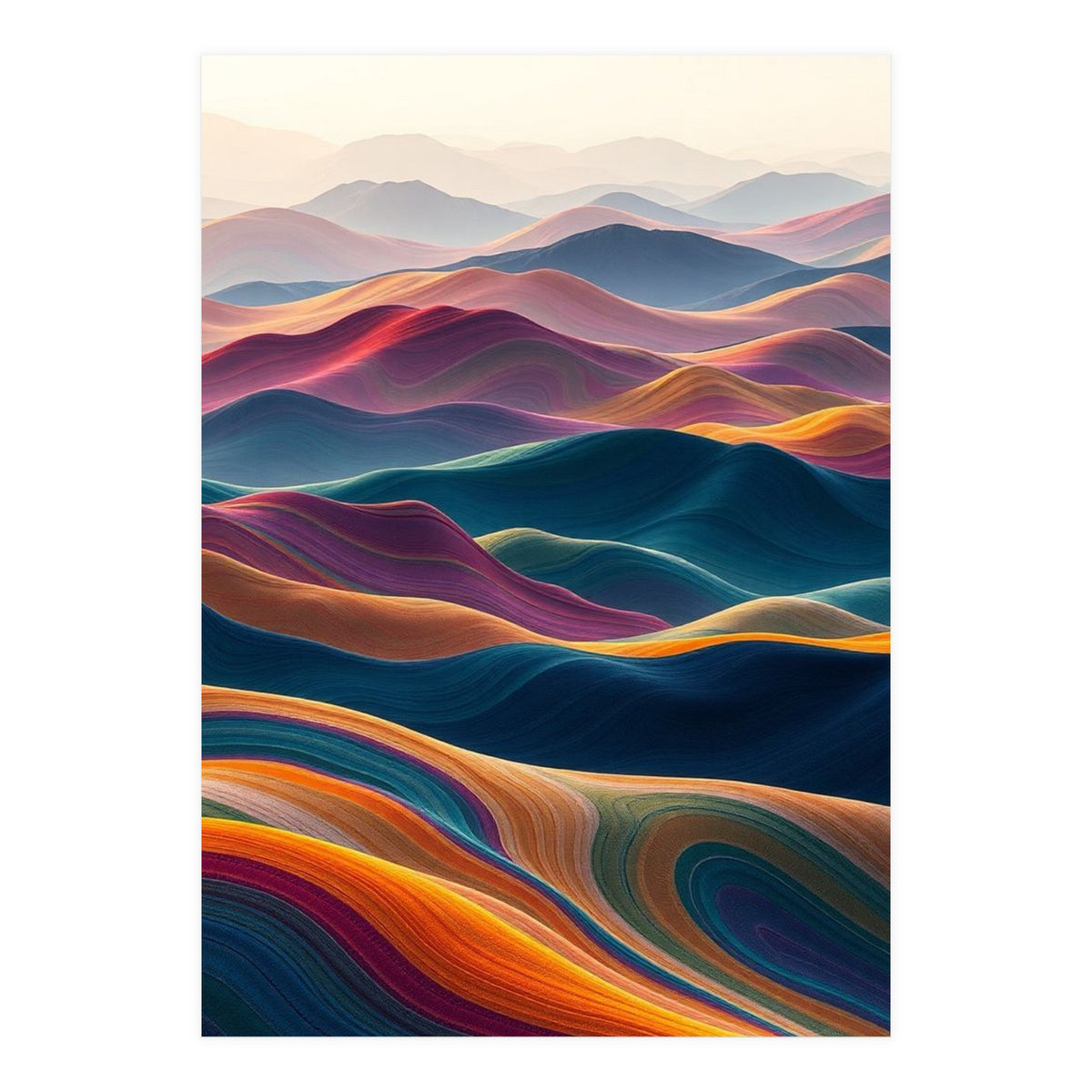 Colorful Abstract Mountain Dunes Art Print (Print Only)
