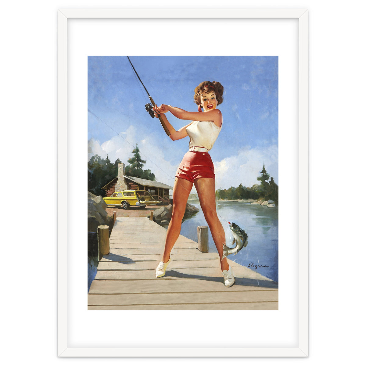 Pinup Fishing Girl With Her Catch