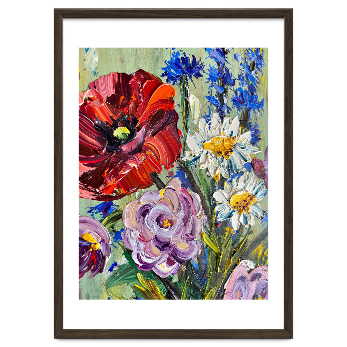 Vibrant Wildflower Meadow Oil Painting