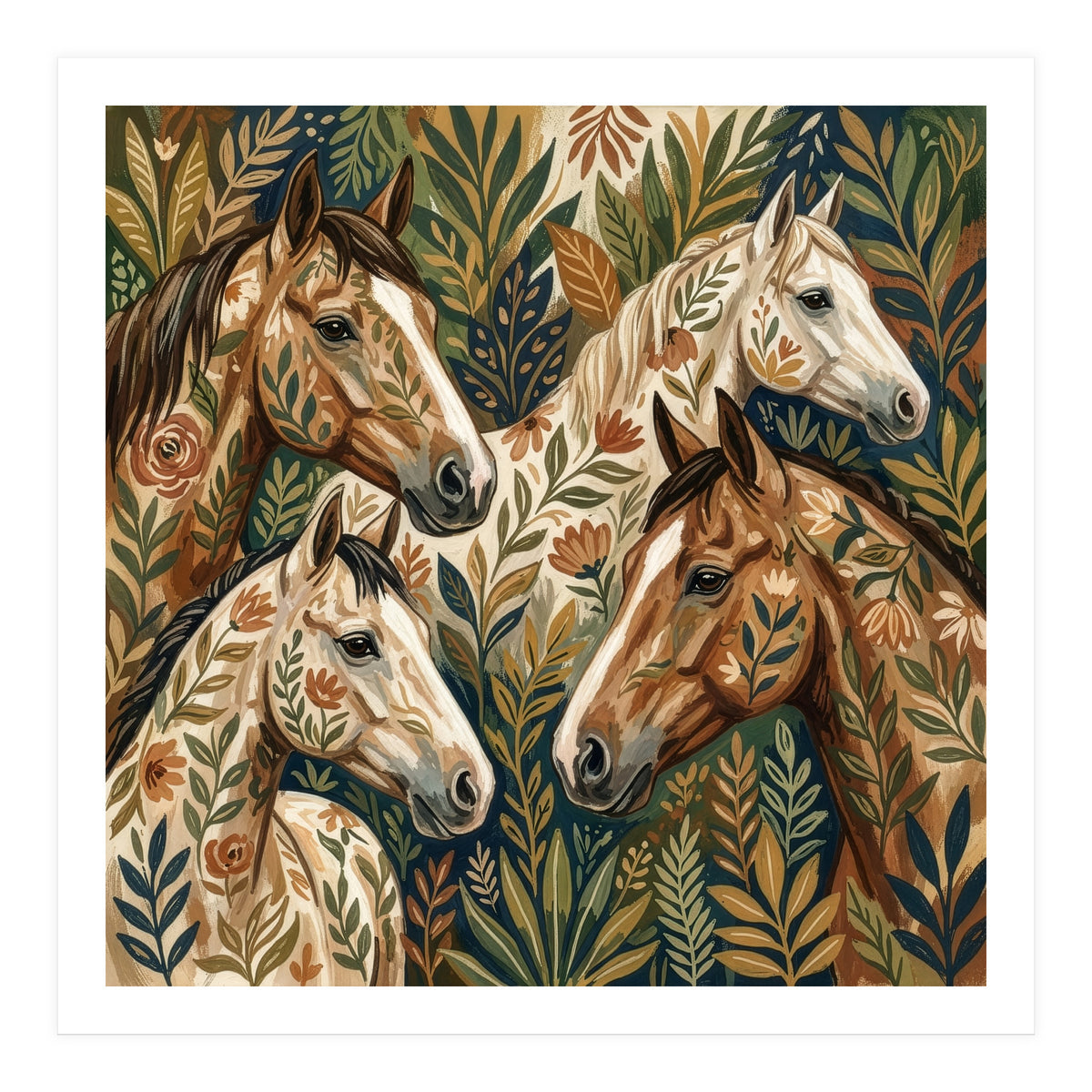 Equestrian Floral Harmony (Print Only)
