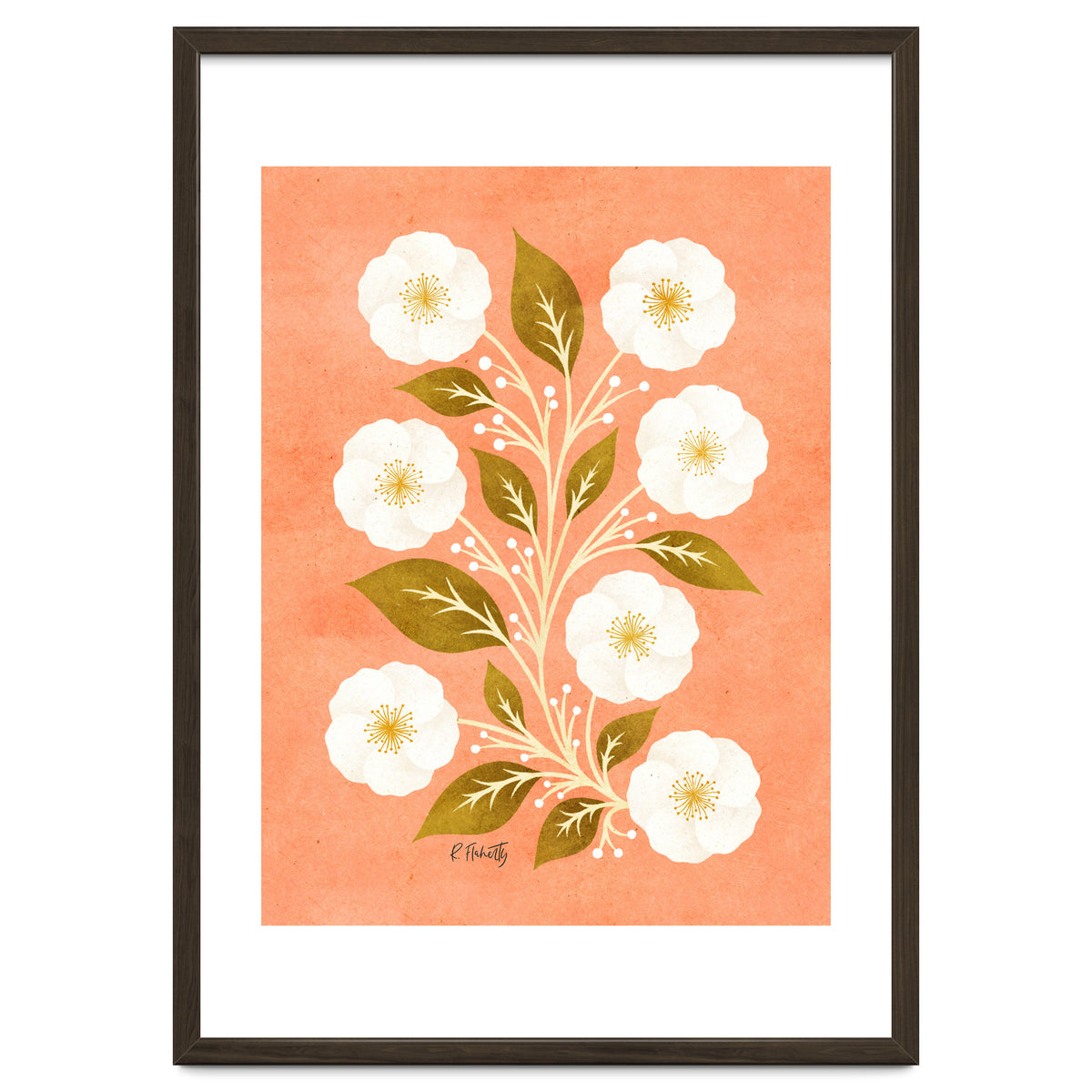Peach, Ochre And Ivory Floral
