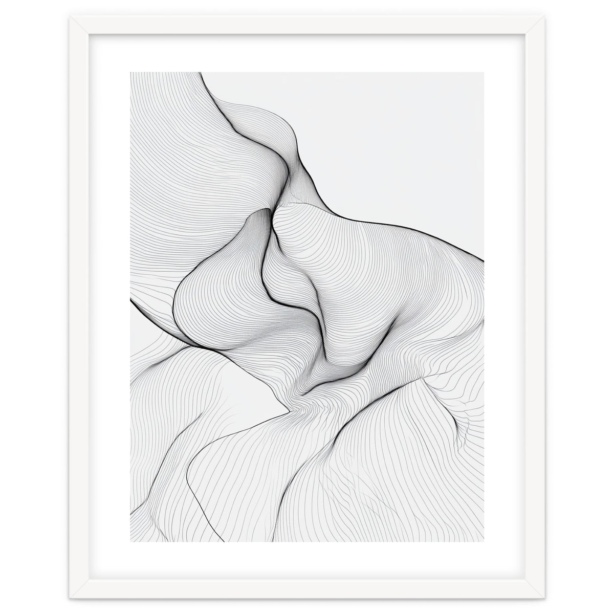 Abstract Black And White Flowing Lines Organic Form