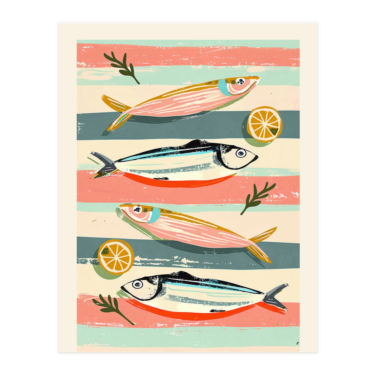 Sardines On Stripes (Print Only)