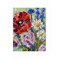 Vibrant Wildflower Meadow Oil Painting (Print Only)