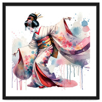Geisha Dancer With Flowing Kimono