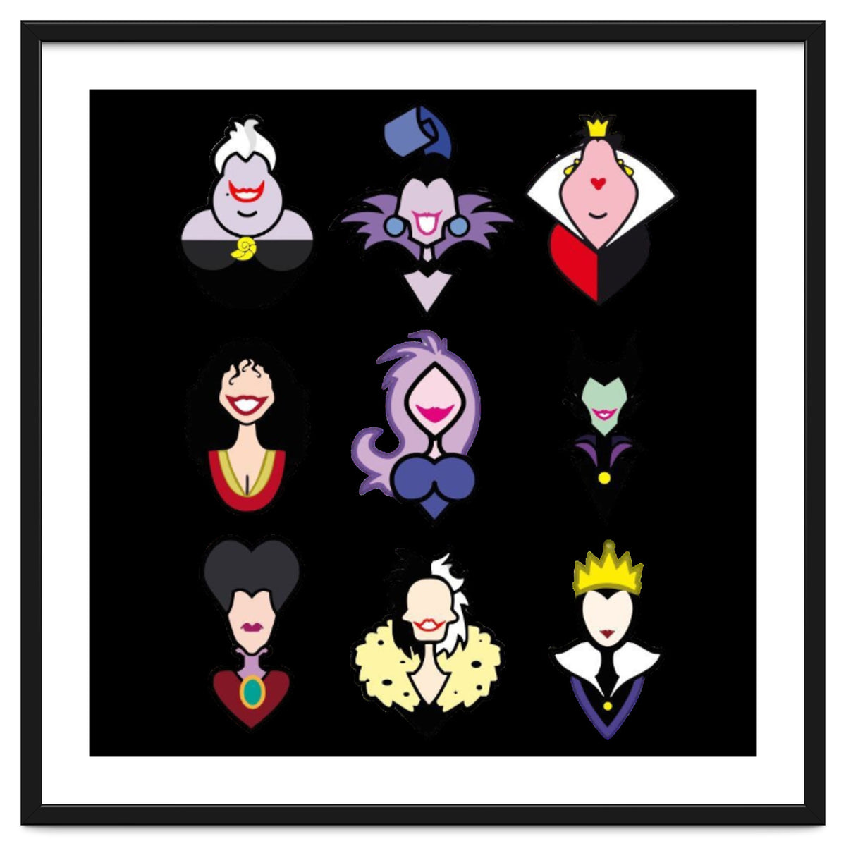 Disney Villains Cartoon Minimalist Faces