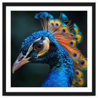 Peacock Bird Portrait Detailed Feathers Vibrant Colors