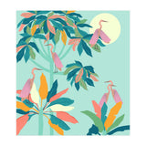 Drawn To The Moon, Stork Heron Flamingo Birds, Tropical Pastel Wildlife Forest Nature, Animals Jungle Bohemian Eclectic Fly (Print Only) thumbnail