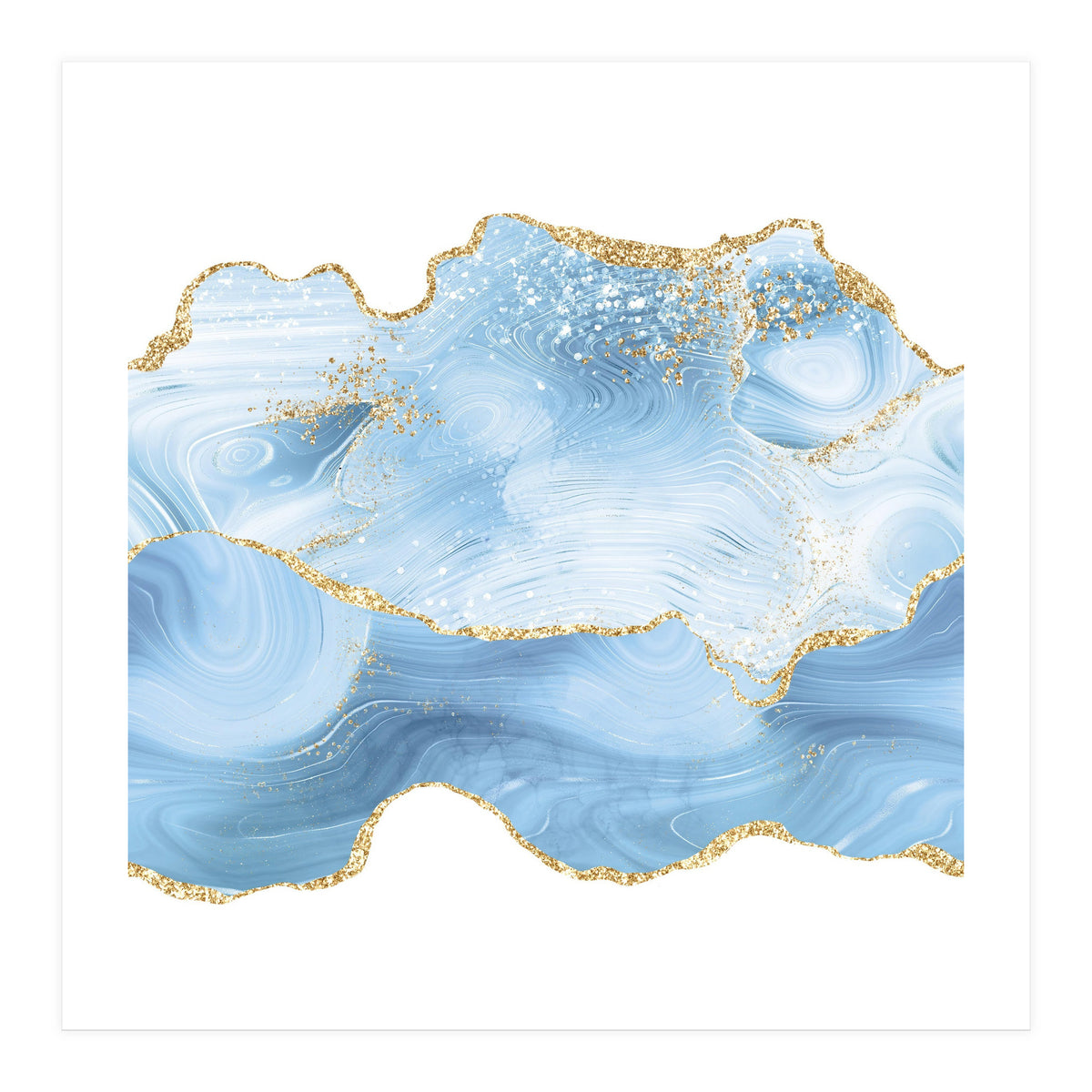 Blue & Gold Glitter Agate Texture 05 (Print Only)
