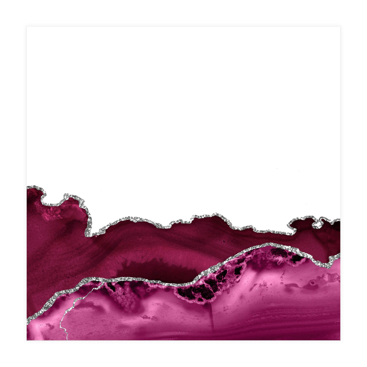 Burgundy & Silver Agate Texture 16  (Print Only)