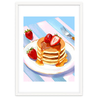 Handpainted Pancakes and Strawberries oil painting