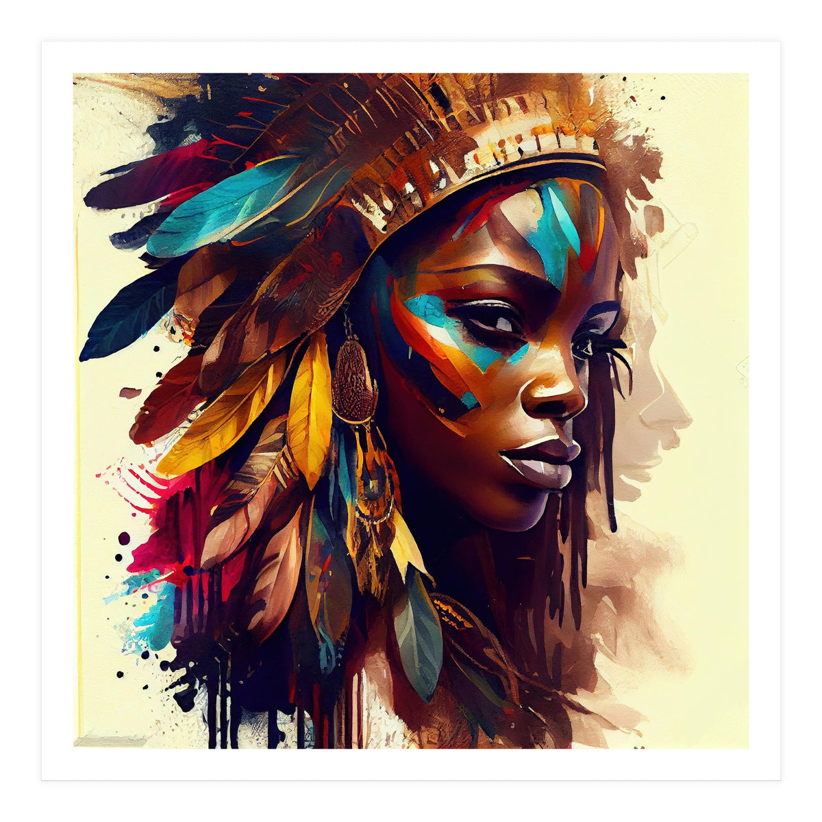 Powerful African Warrior Woman #5 (Print Only)