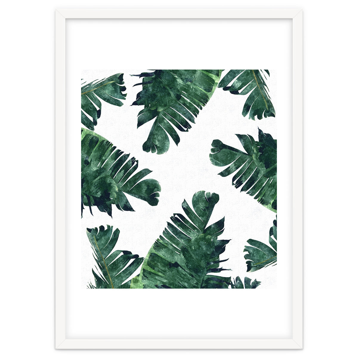 Banana Leaf Watercolor Painting, Tropical Nature Botanical Palm Illustration Bohemian Minimal Luxe